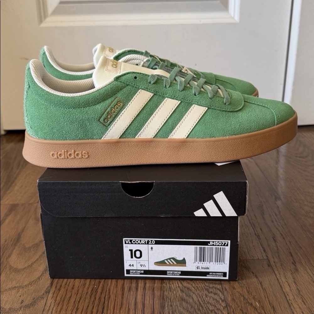 Adidas Men's 10 VL Court 2.0 Sportwear Sneakers Preloved Green Athletic Shoes - Picture 9 of 12